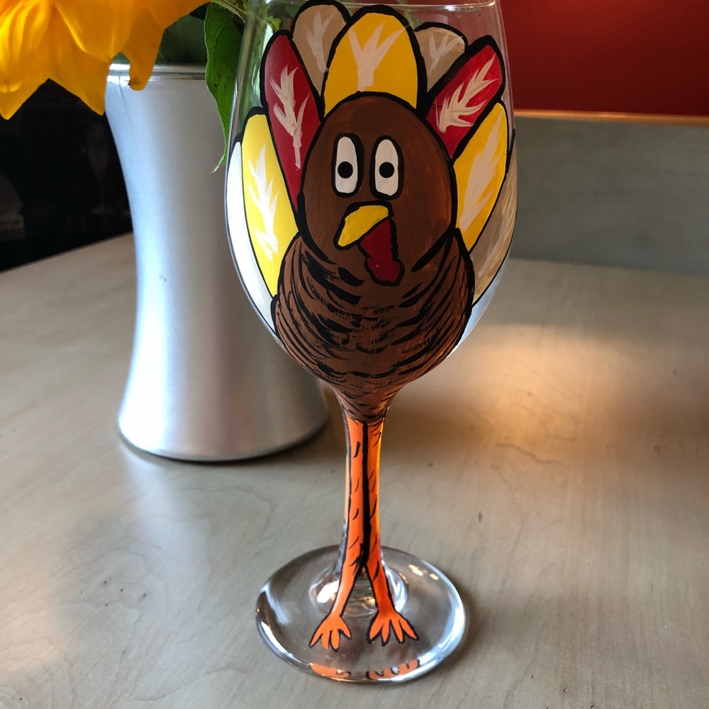 HAND CRAFTED Thanksgiving Wineglass